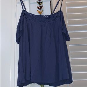 Blue off the shoulder tank top size small